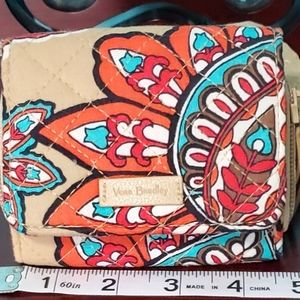 Vera Bradley orange, tan, Teel, paisley wallet